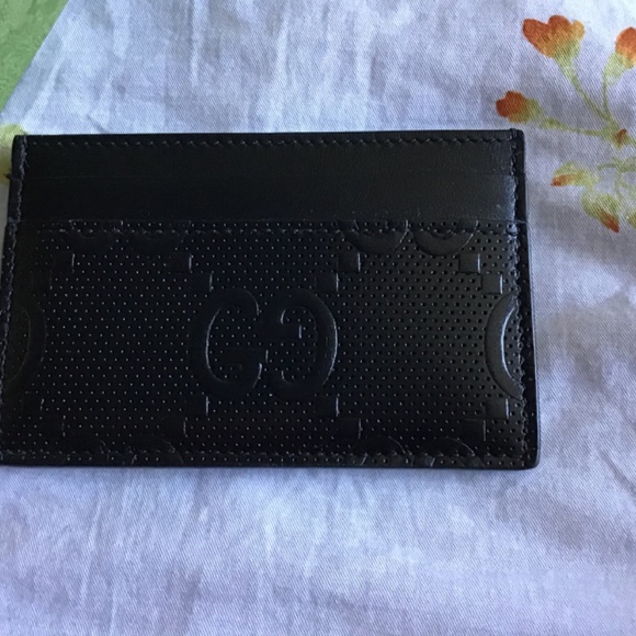 Gucci gg perforated card wallet holder black - Picture 3 of 5